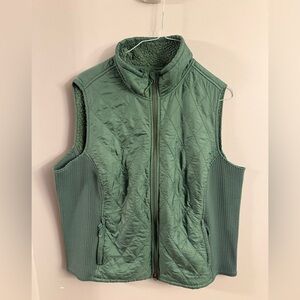 L.L. Bean Women’s 2X Quilted Green Vest Fleece Lined Full Zip Outdoor Plus Size